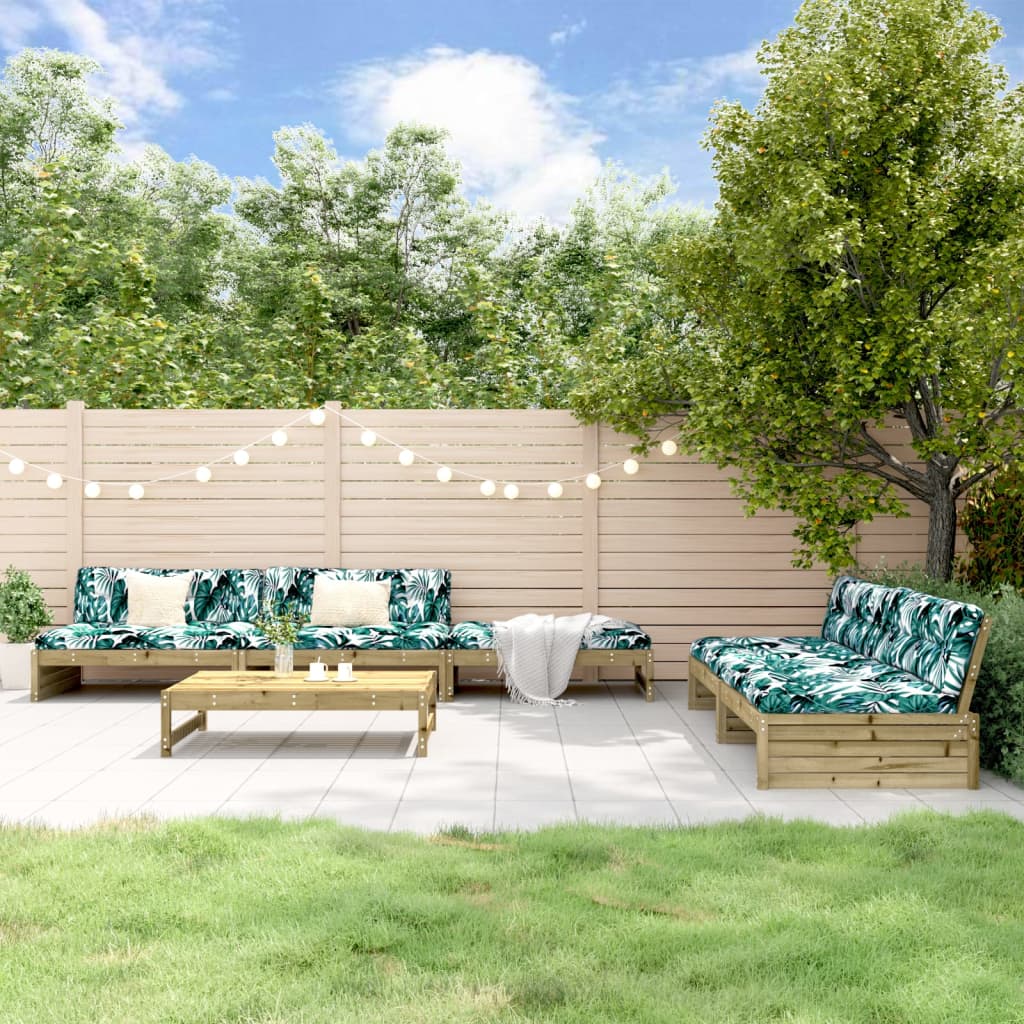 6 Piece Garden Lounge Set with Cushions Impregnated Wood Pine - Newstart Furniture