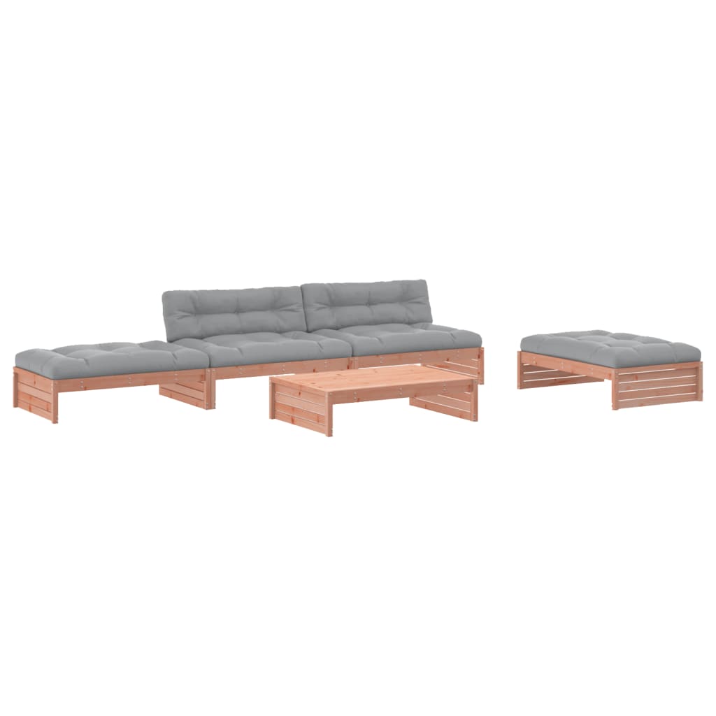 5 Piece Garden Lounge Set with Cushions Solid Wood Douglas - Newstart Furniture