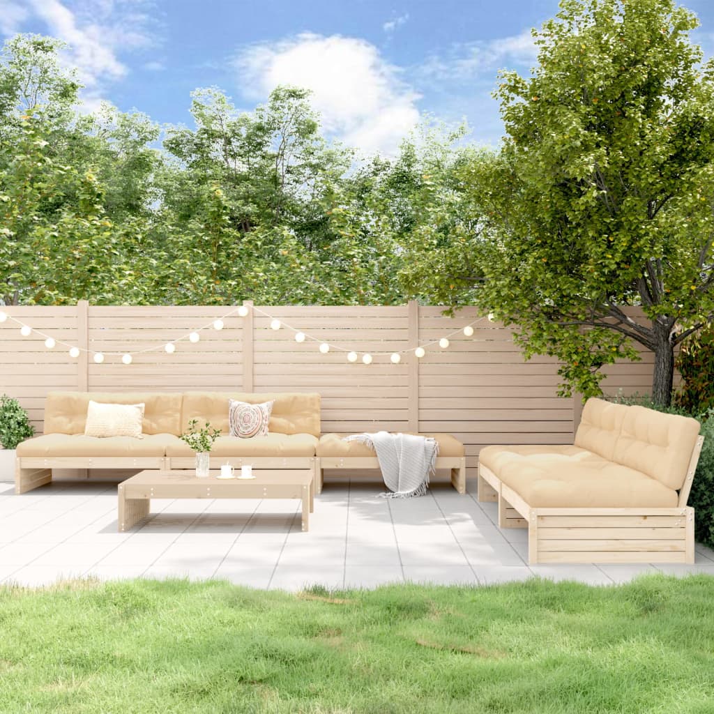 6 Piece Garden Lounge Set with Cushions Solid Wood - Newstart Furniture