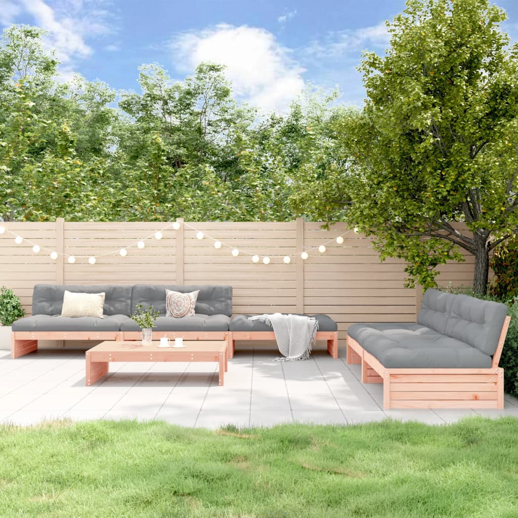 6 Piece Garden Lounge Set with Cushions Solid Wood Douglas - Newstart Furniture