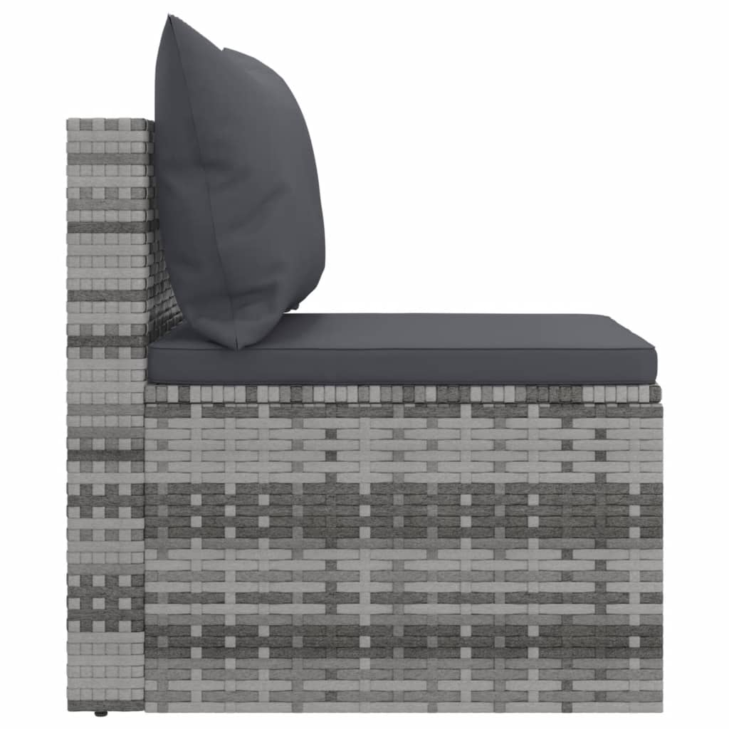 4 Piece Garden Sofa Set with Cushions Grey Poly Rattan - Newstart Furniture