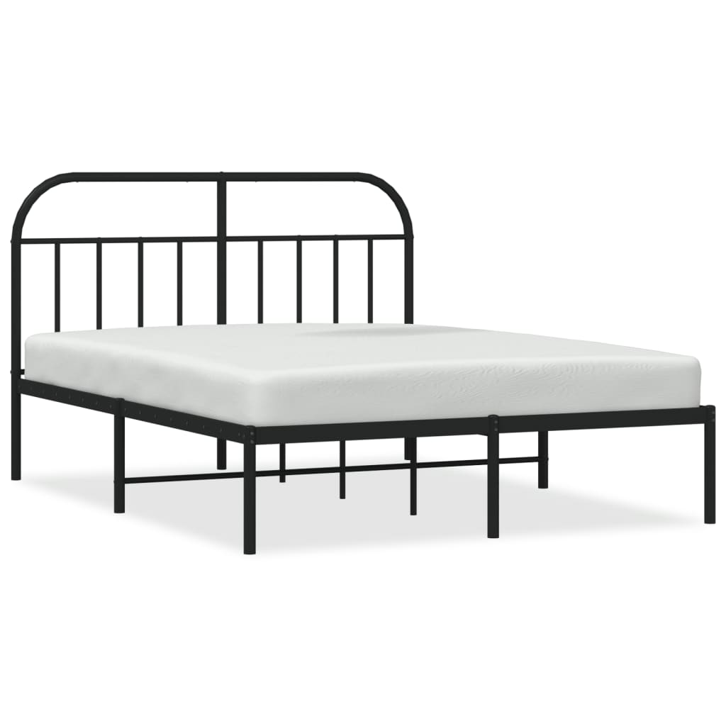 Metal Bed Frame with Headboard Black 137x187 cm Double - Newstart Furniture