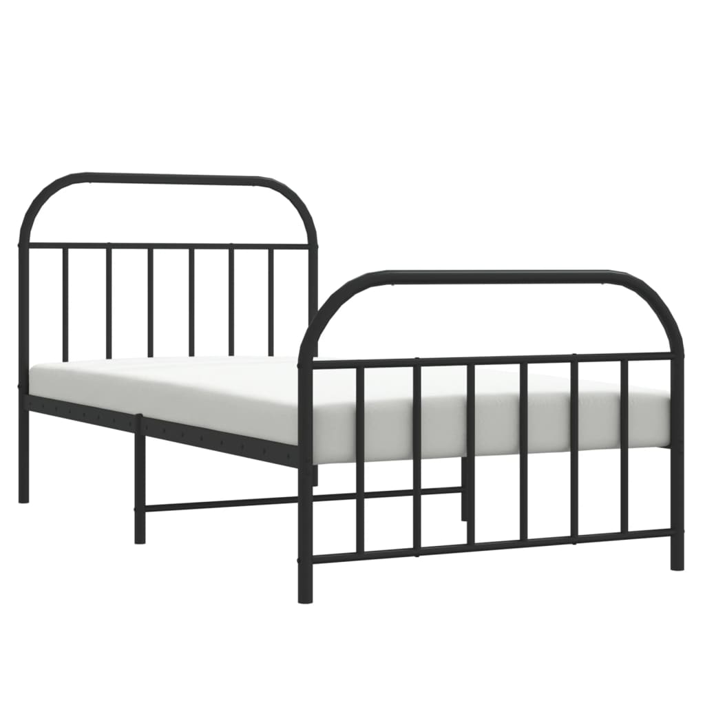 Metal Bed Frame with Headboard and Footboard Black 107x203 cm - Newstart Furniture