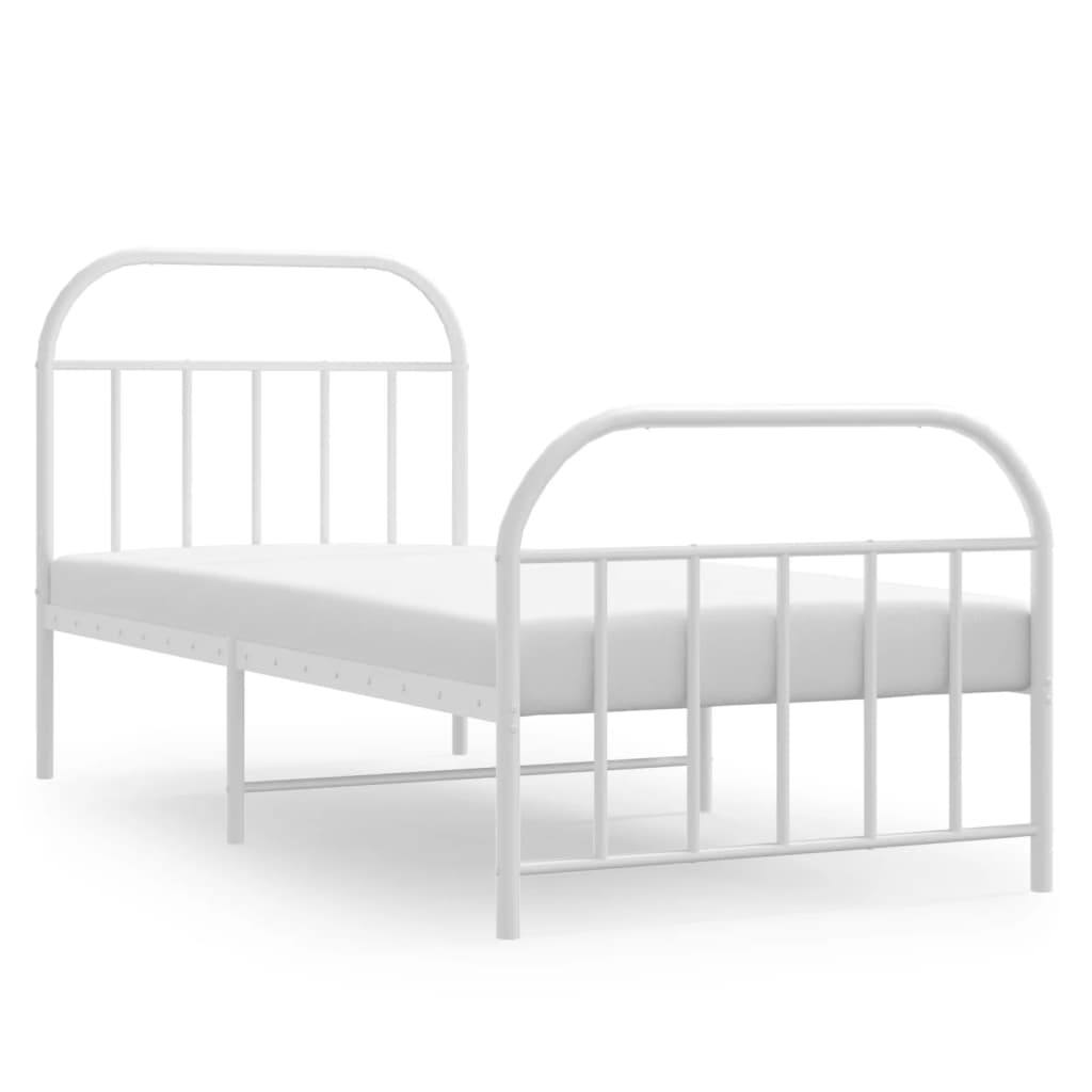 Metal Bed Frame with Headboard and Footboard White 92x187 cm Single - Newstart Furniture