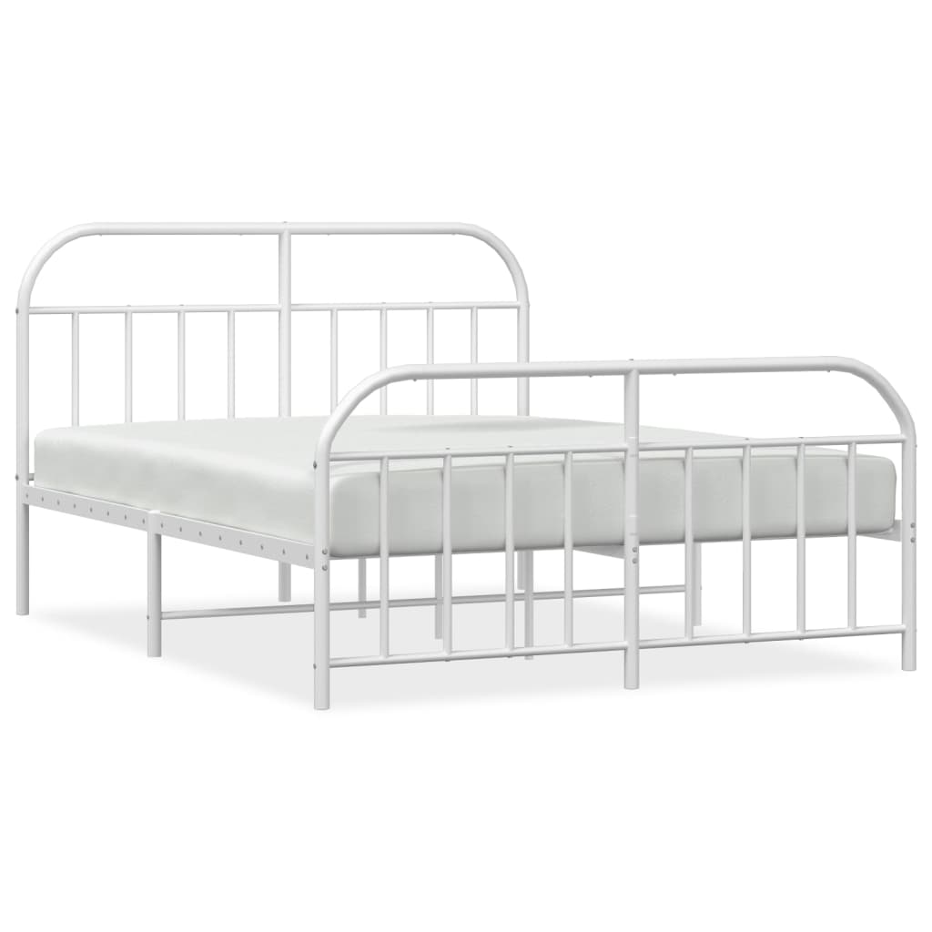 Metal Bed Frame with Headboard and Footboard White 153x203 cm Queen - Newstart Furniture