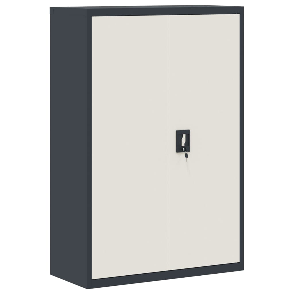 File Cabinet Anthracite and White 90x40x140 cm Steel - Newstart Furniture