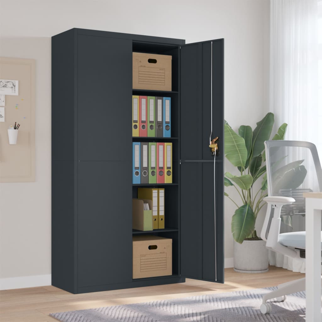 File Cabinet Anthracite 90x40x180 cm Steel - Newstart Furniture