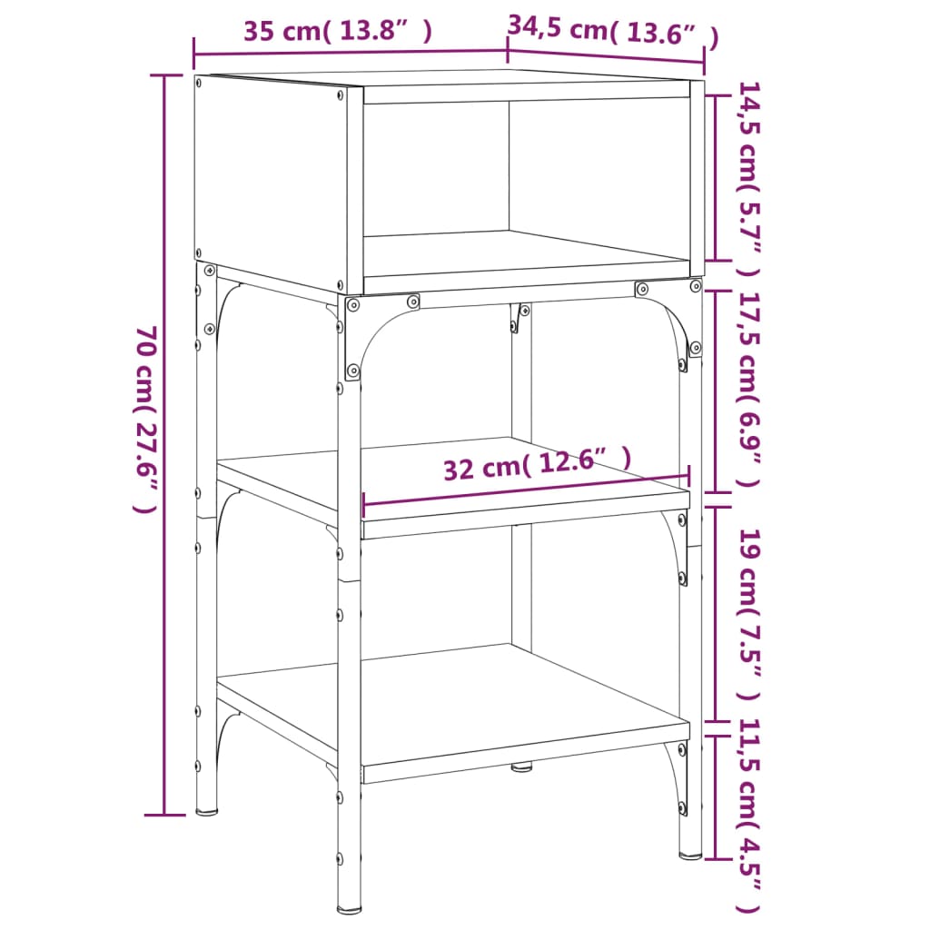 Bedside Tables 2 pcs Grey Sonoma 35x34.5x70 cm Engineered Wood