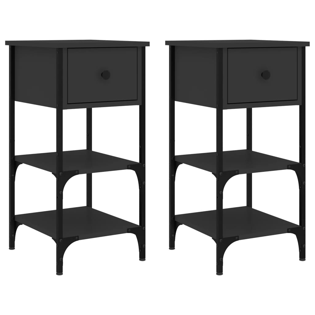 Bedside Cabinets 2 pcs Black 34x36x70 cm Engineered Wood