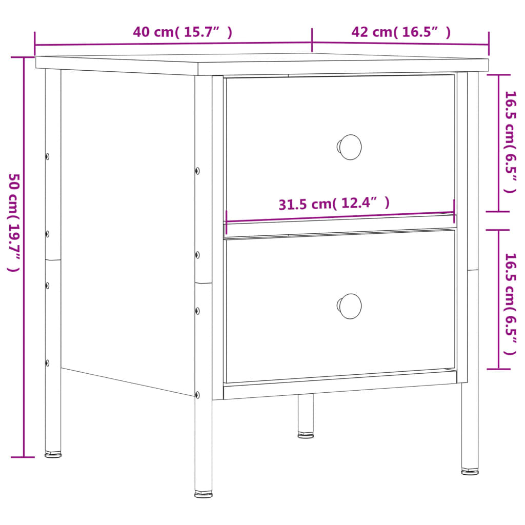 Bedside Cabinet Black 40x42x50 cm Engineered Wood - Newstart Furniture
