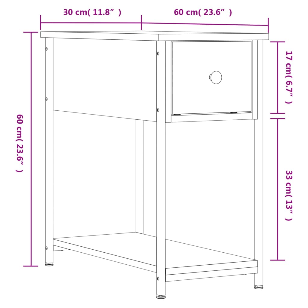 Bedside Cabinet Black 30x60x60 cm Engineered Wood - Newstart Furniture