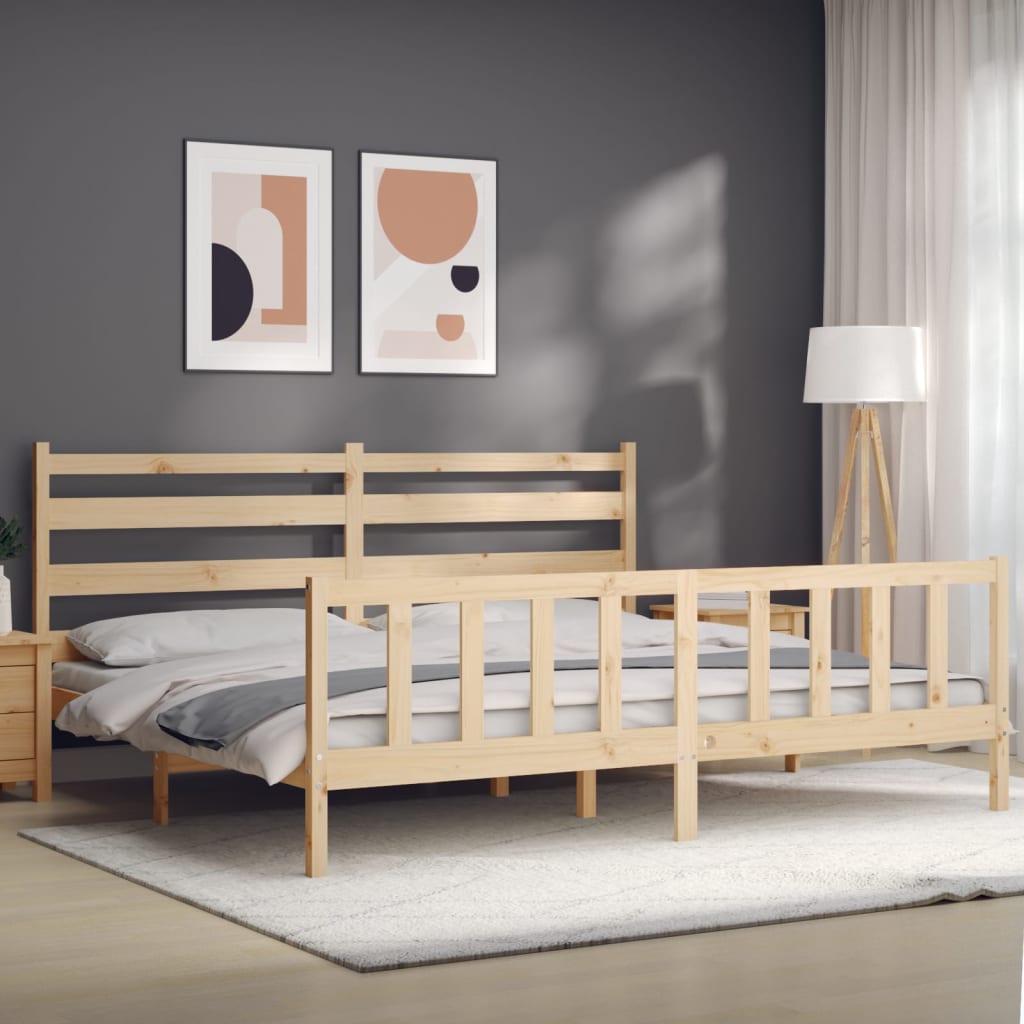 Bed Frame with Headboard 183x203 cm King Solid Wood