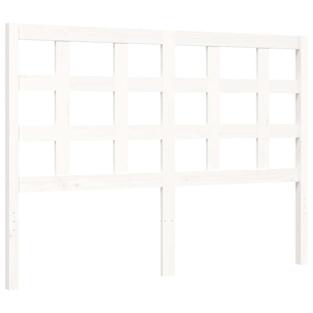 Bed Frame with Headboard White 137x187 cm Double Solid Wood - Newstart Furniture