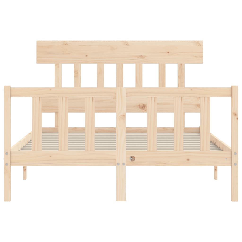 Bed Frame with Headboard 137x187 cm Double Size Solid Wood