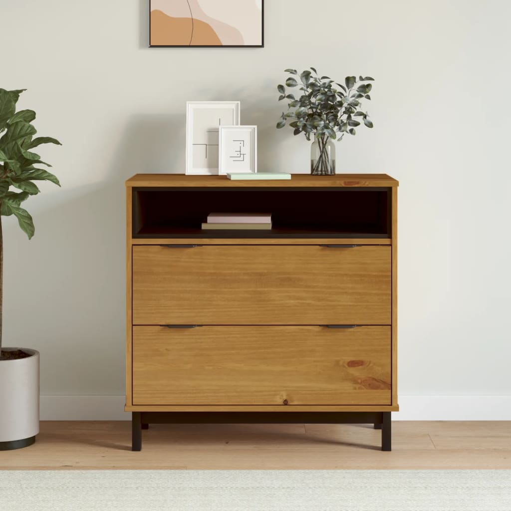 Drawer Cabinet FLAM 80x40x80 cm Solid Wood Pine - Newstart Furniture