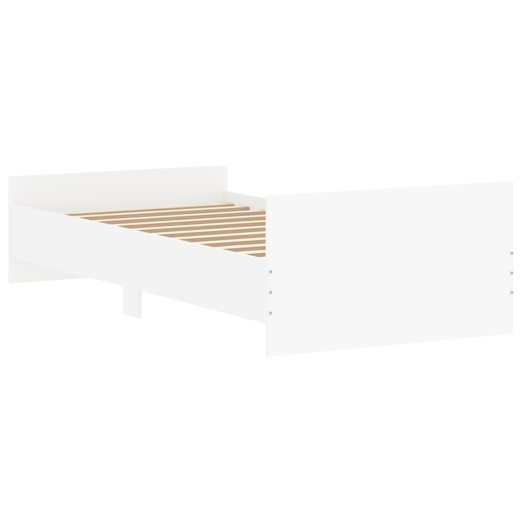Bed Frame White 92x187 cm Single Size Engineered Wood