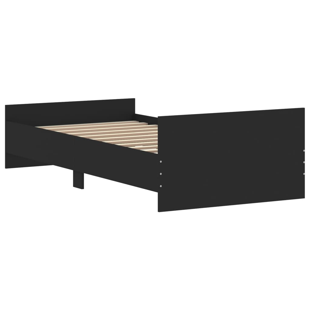 Bed Frame Black 92x187 cm Single Size Engineered Wood