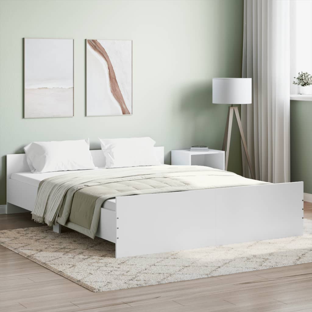 Bed Frame with Headboard and Footboard White 150x200 cm