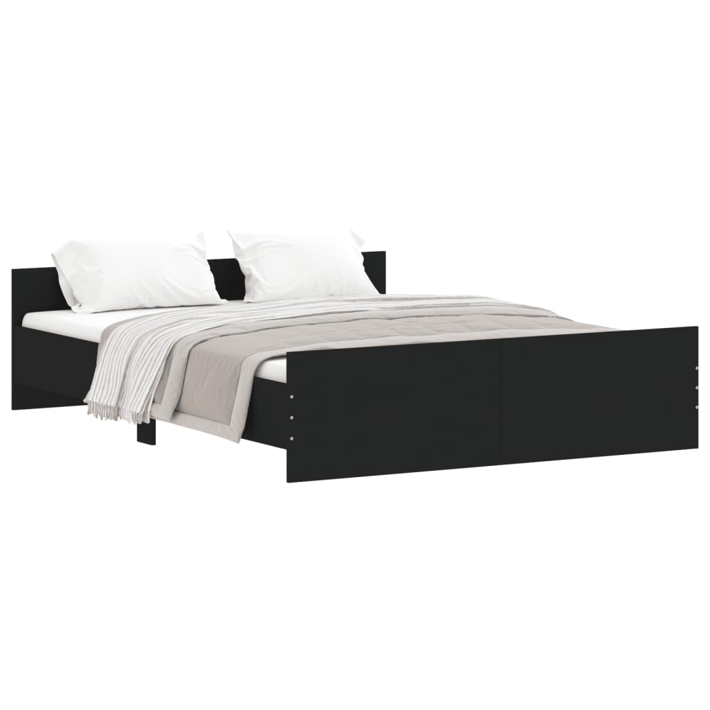 Bed Frame with Headboard and Footboard Black 150x200 cm