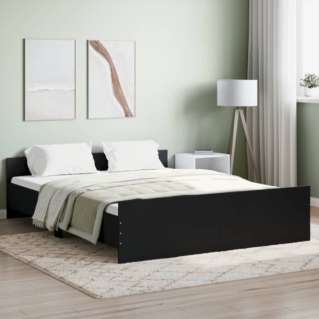 Bed Frame with Headboard and Footboard Black 150x200 cm