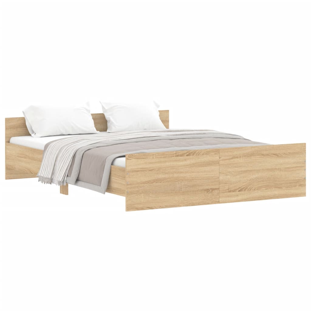 Bed Frame with Headboard and Footboard Sonoma Oak 150x200 cm