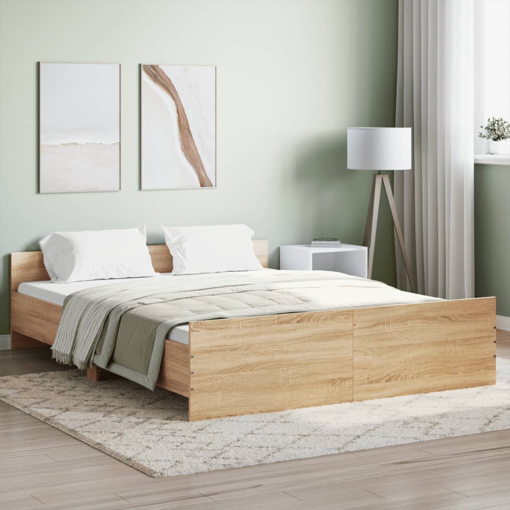 Bed Frame with Headboard and Footboard Sonoma Oak 150x200 cm