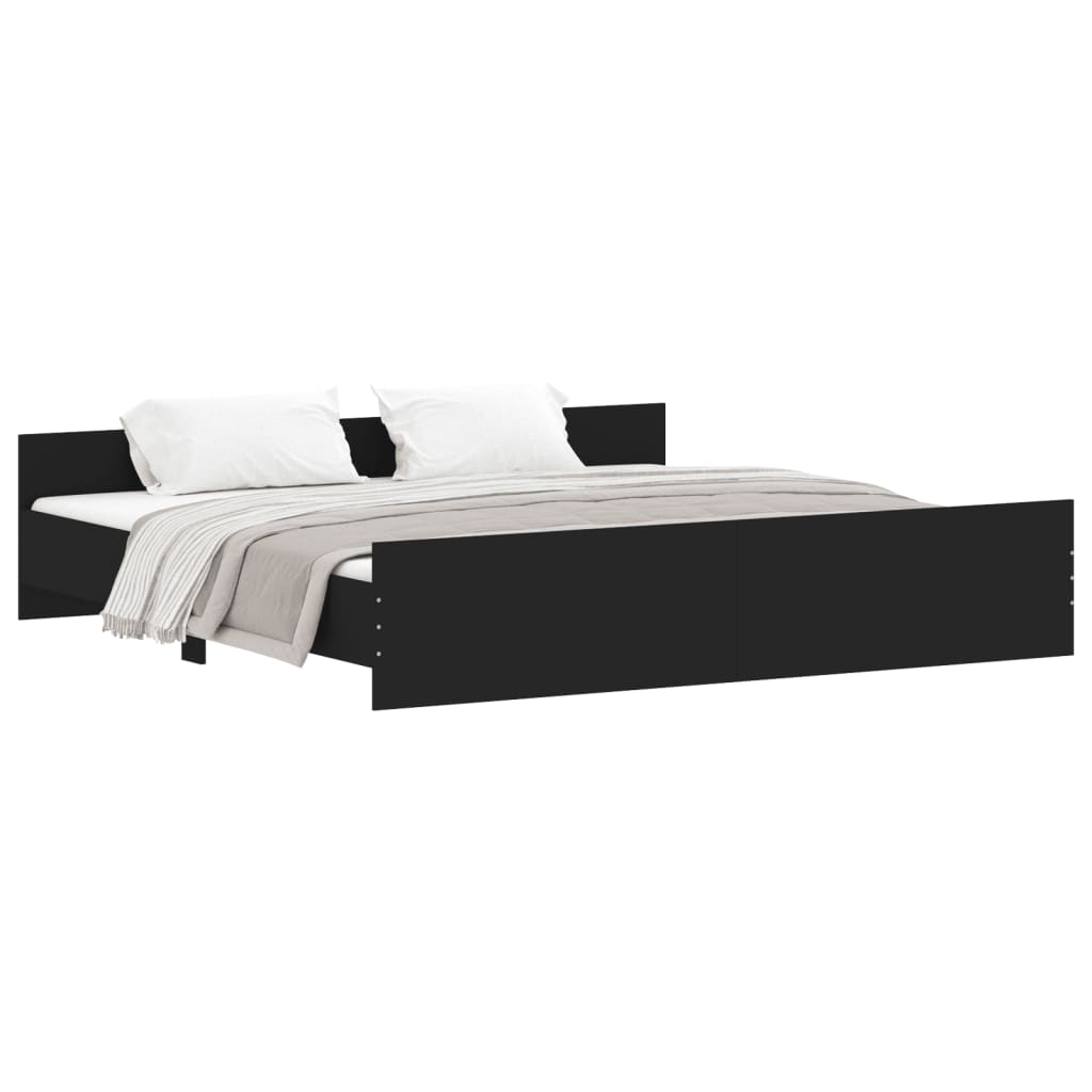 Bed Frame with Headboard and Footboard Black 183x203 cm King Size