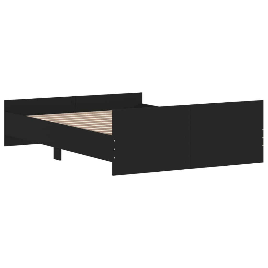 Bed Frame with Headboard and Footboard Black 135x190 cm