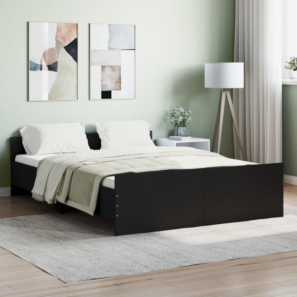 Bed Frame with Headboard and Footboard Black 135x190 cm