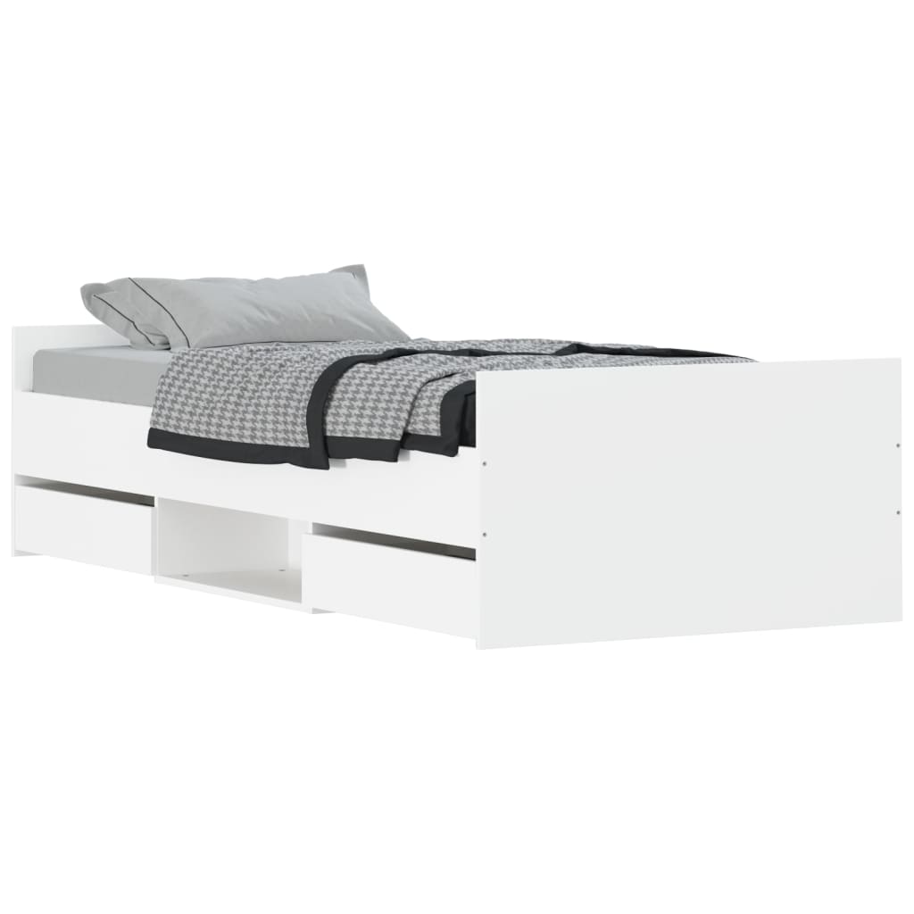Bed Frame with Headboard and Footboard White 92x187 cm Single Size