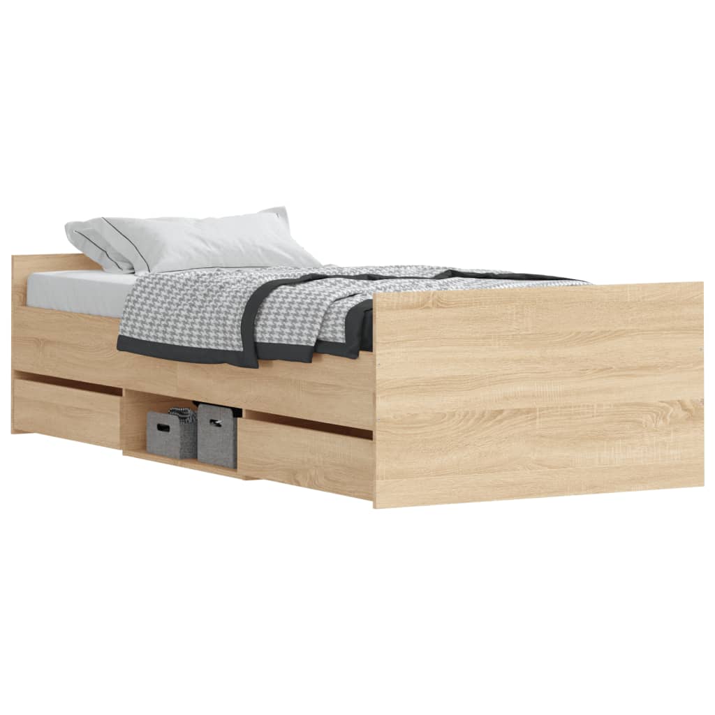 Bed Frame with Headboard and Footboard Sonoma Oak 92x187 cm Single Size