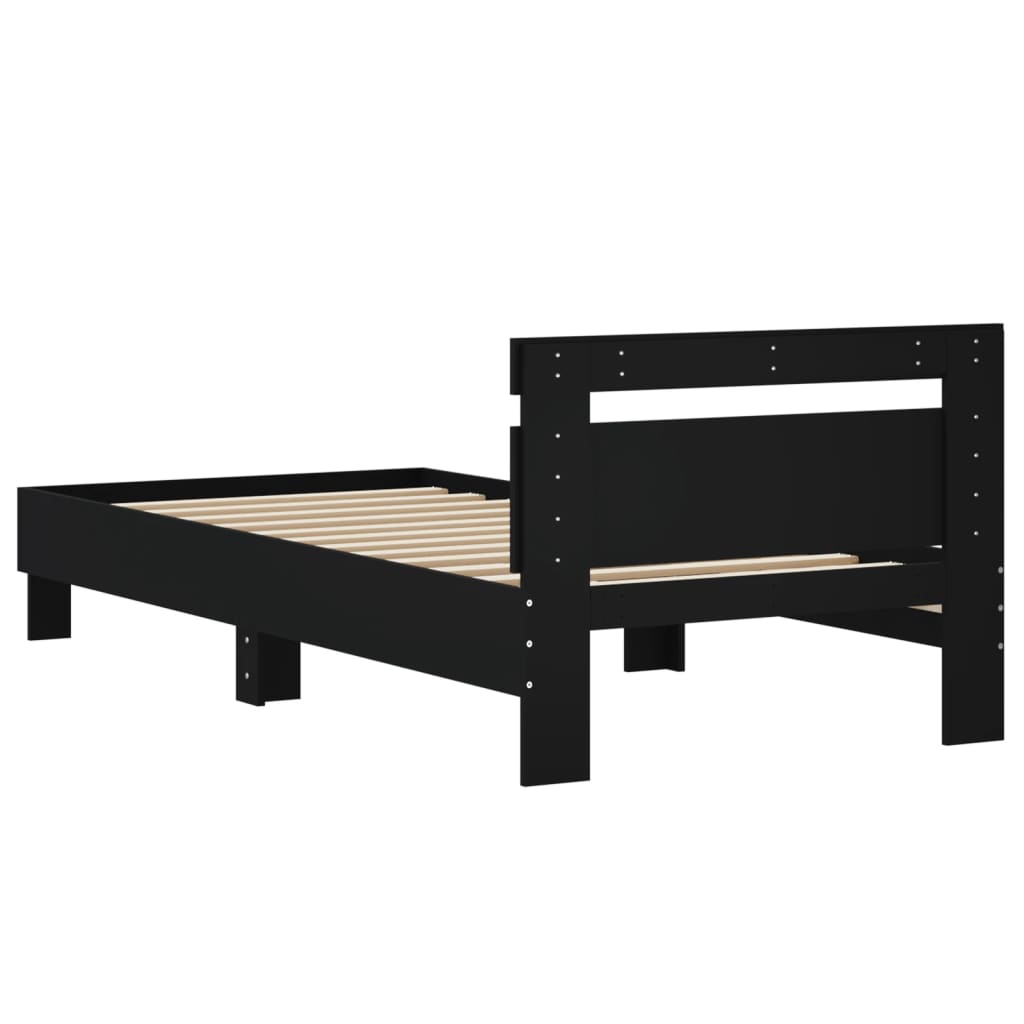 Bed Frame with Headboard Black 90x190 cm Engineered wood