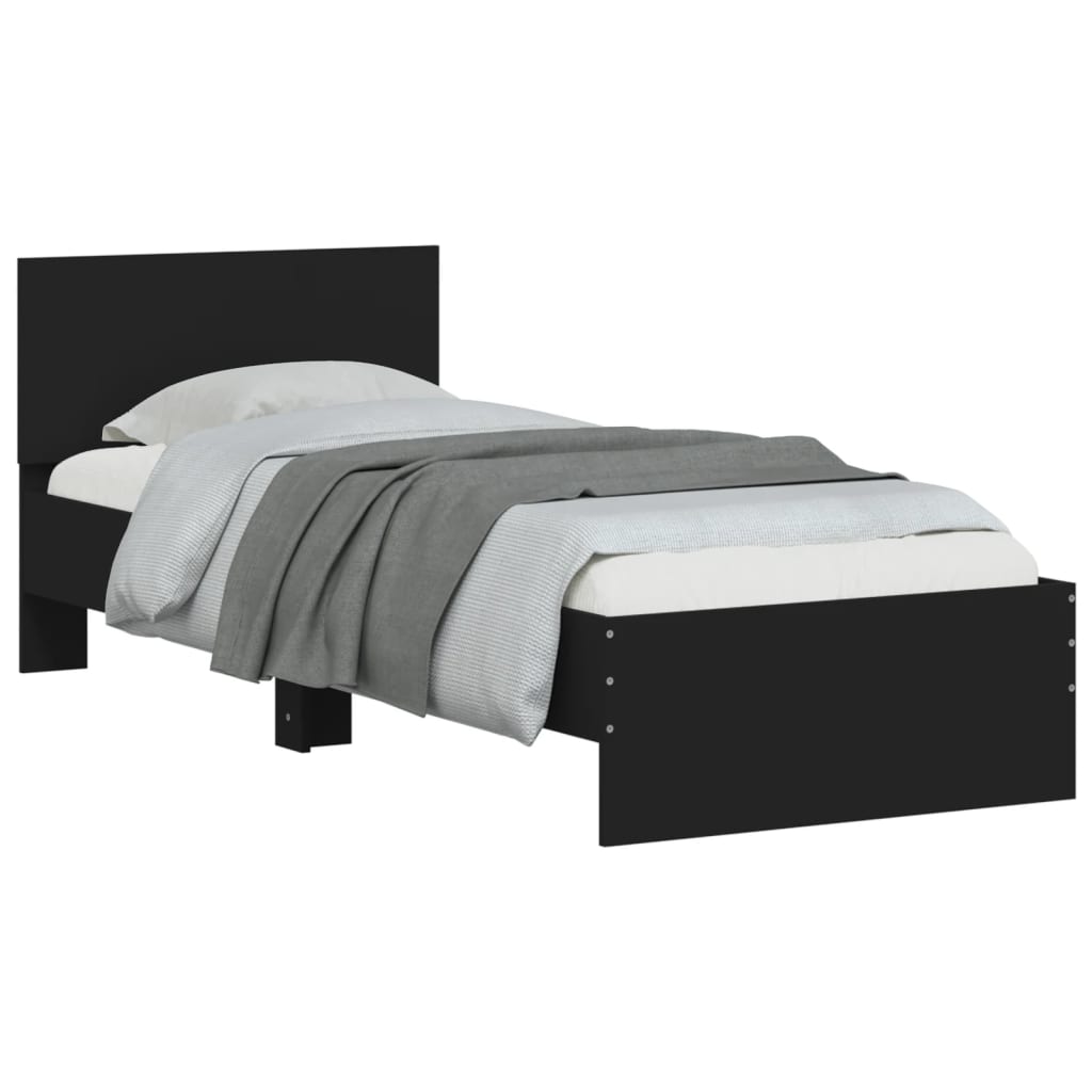 Bed Frame with Headboard Black 90x190 cm Engineered wood
