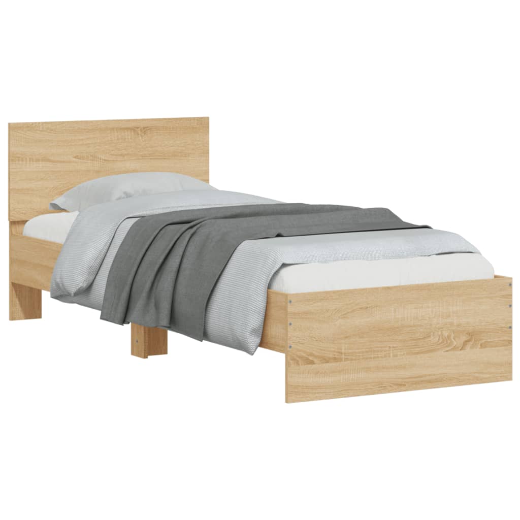 Bed Frame with Headboard Sonoma Oak 90x190 cm Engineered wood