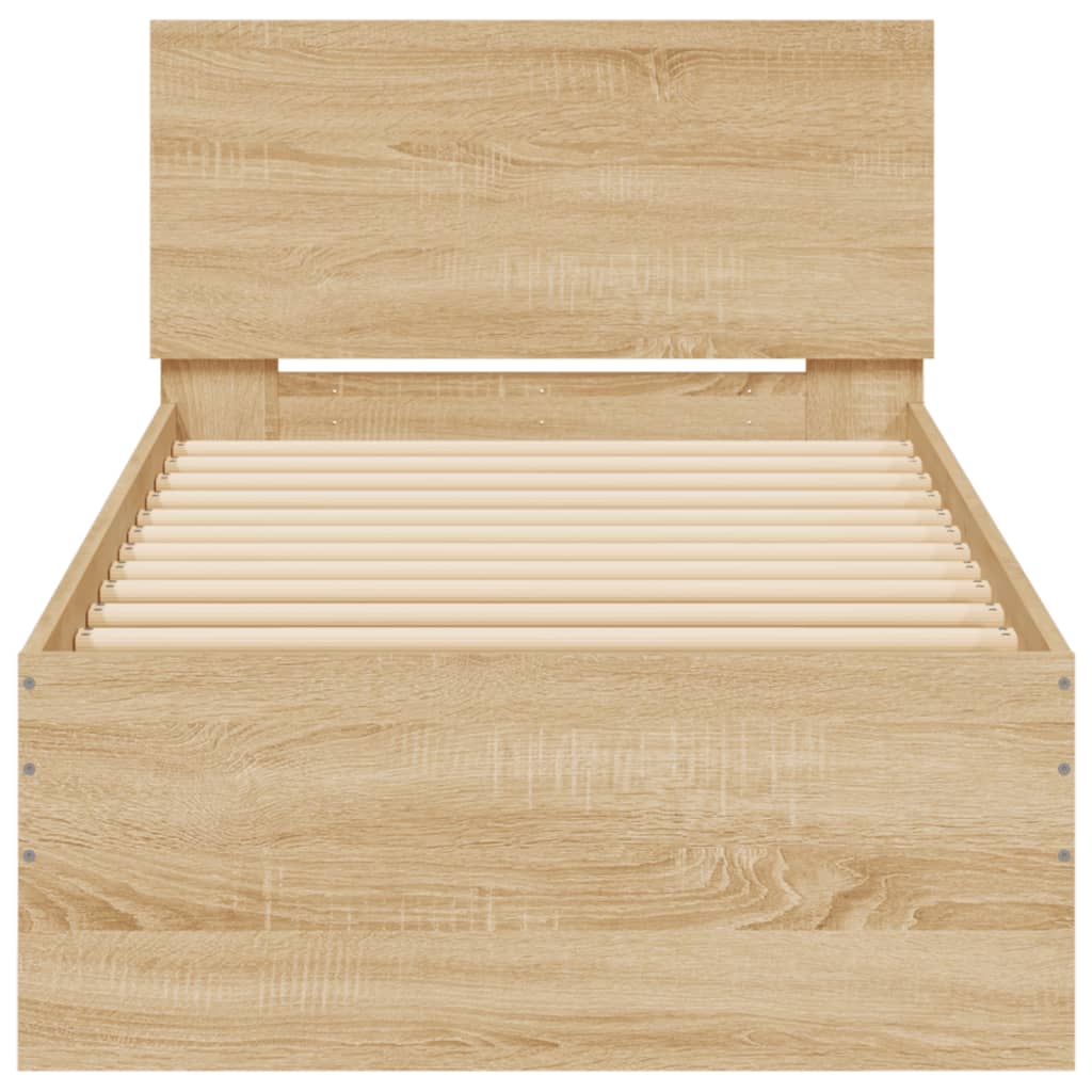 Bed Frame with Headboard Sonoma Oak 90x190 cm Engineered wood