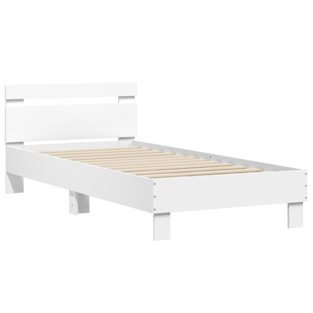 Bed Frame with Headboard and LED Lights White 90x190 cm