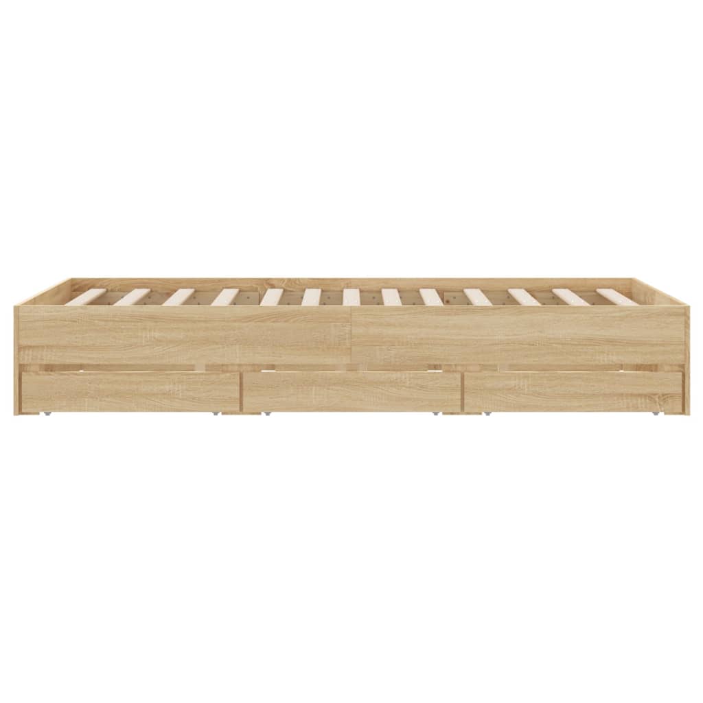Bed Frame with Drawers Sonoma Oak 135x190 cm Engineered Wood