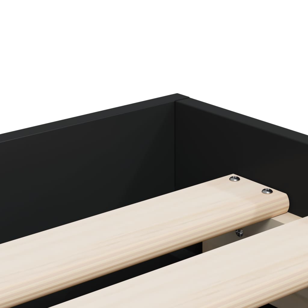 Bed Frame with Drawers Black 90x190 cm Engineered Wood