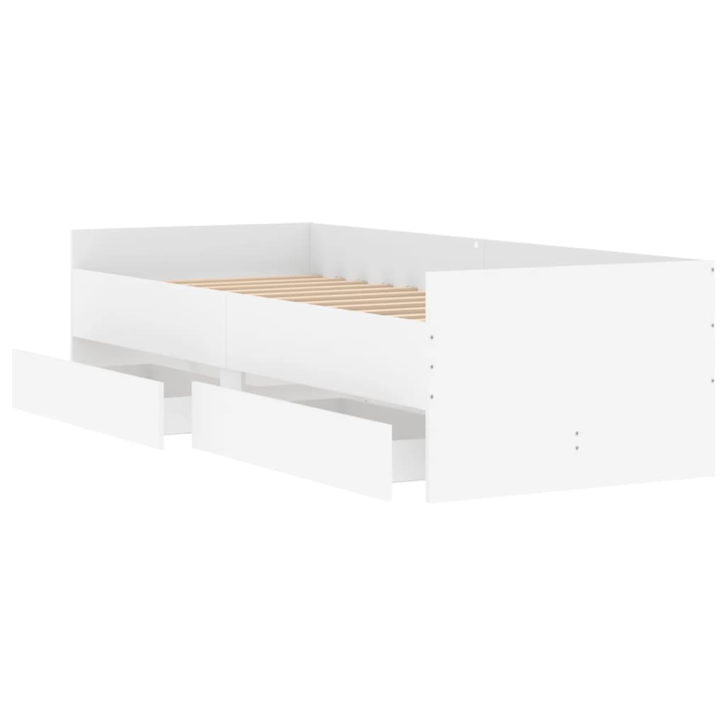Bed Frame with Drawers White 90x190 cm