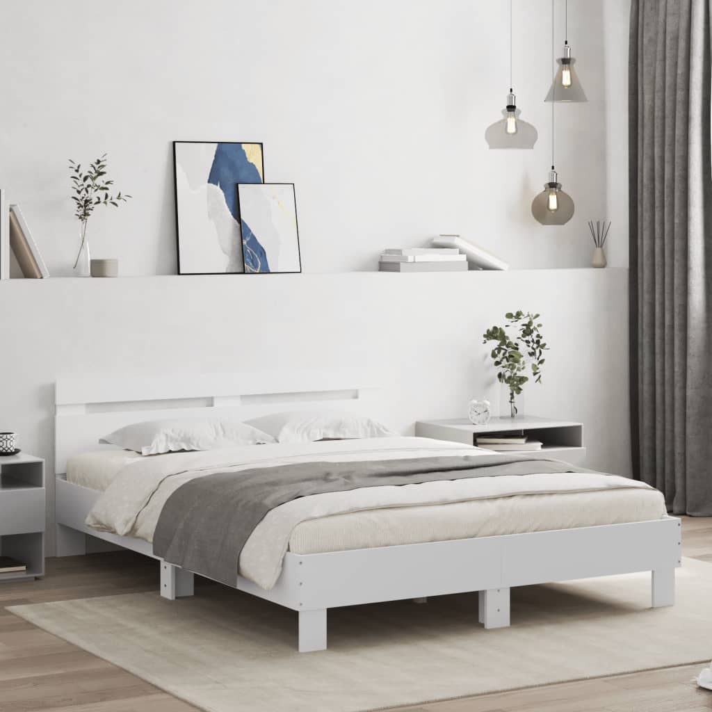 Bed Frame with Headboard White 150x200 cm Engineered Wood
