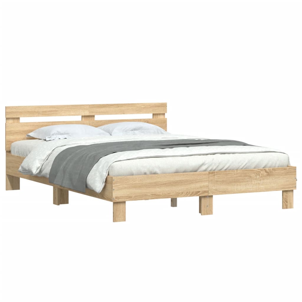 Bed Frame with Headboard Sonoma Oak 150x200 cm Engineered Wood