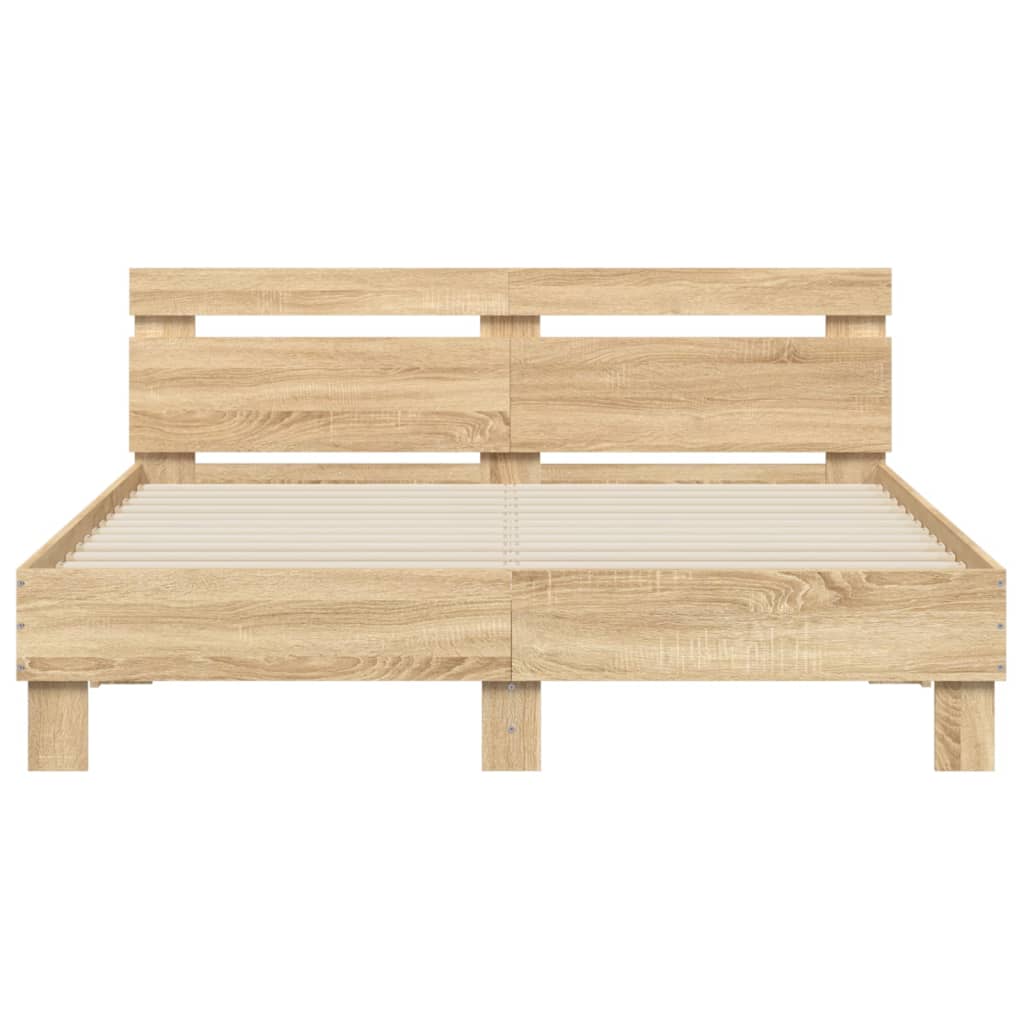 Bed Frame with Headboard Sonoma Oak 150x200 cm Engineered Wood