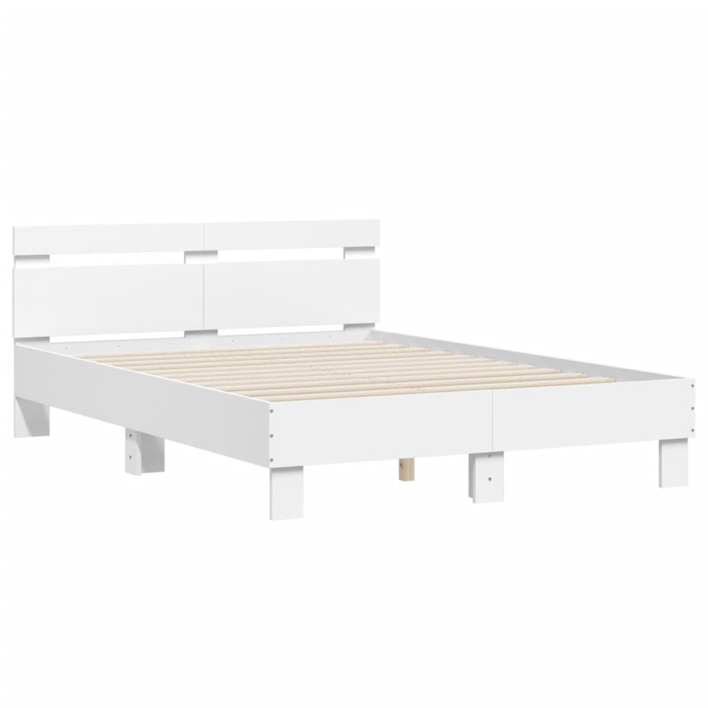 Bed Frame with Headboard White 135x190 cm Engineered Wood