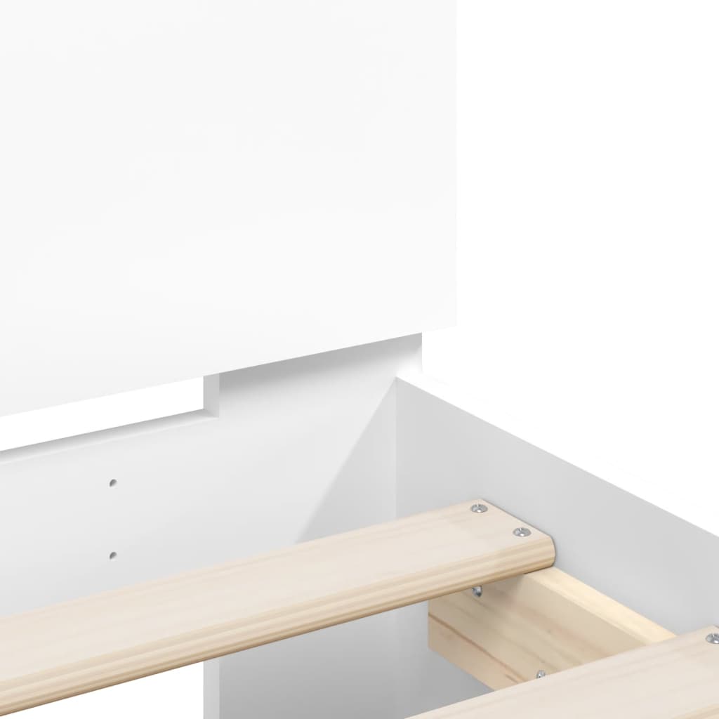 Bed Frame with Headboard White 135x190 cm Engineered Wood