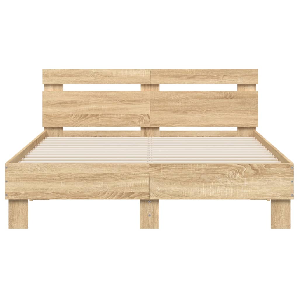Bed Frame with Headboard Sonoma Oak 135x190 cm Engineered Wood