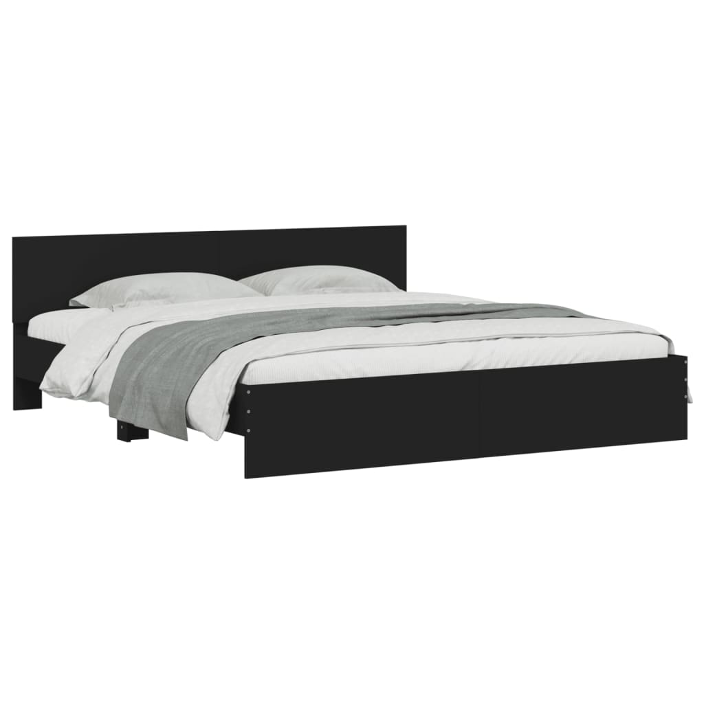 Bed Frame with Headboard Black 183x203 cm King Size