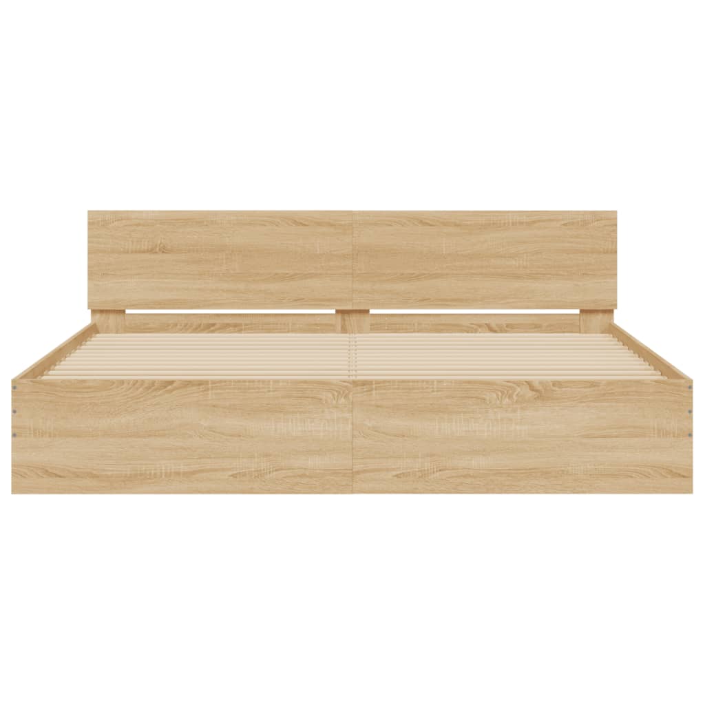 Bed Frame with Headboard Sonoma Oak 183x203 cm King Size