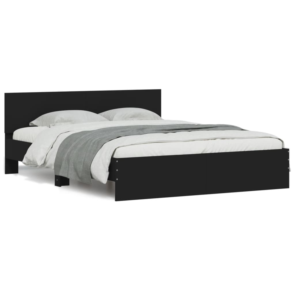 Bed Frame with Headboard Black 150x200 cm
