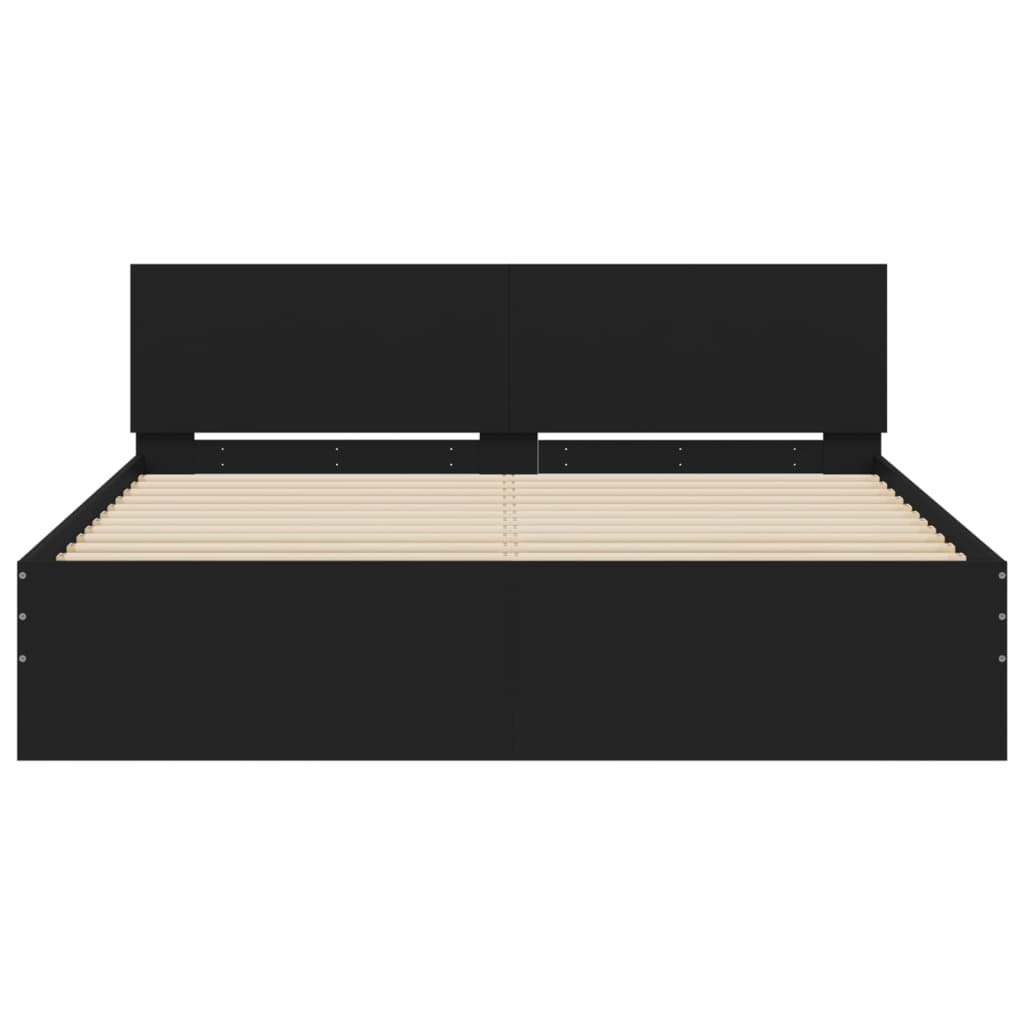 Bed Frame with Headboard Black 150x200 cm