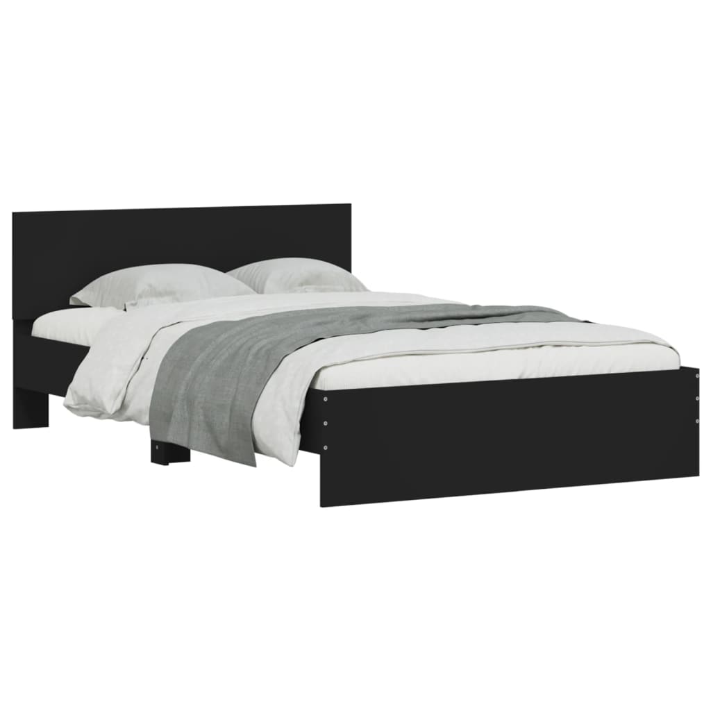 Bed Frame with Headboard Black 135x190 cm